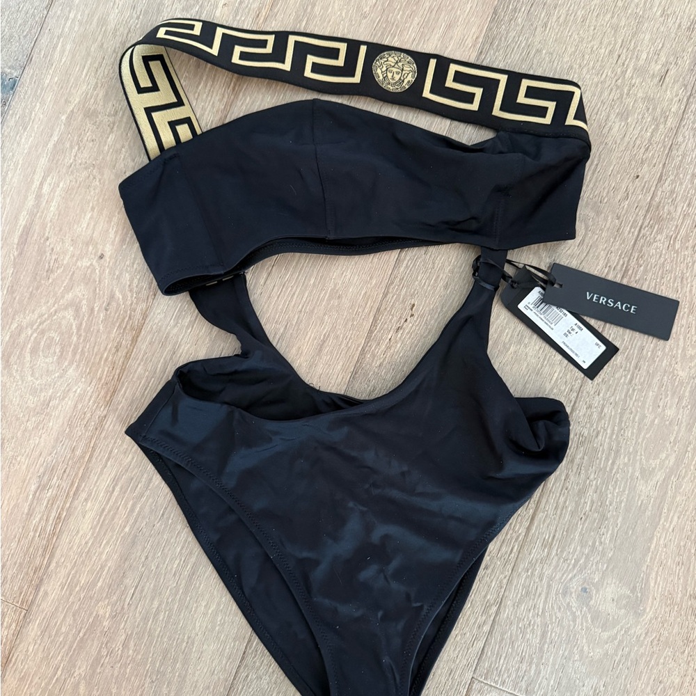 NWT Versace Econyl One-Shoulder Swimsuit